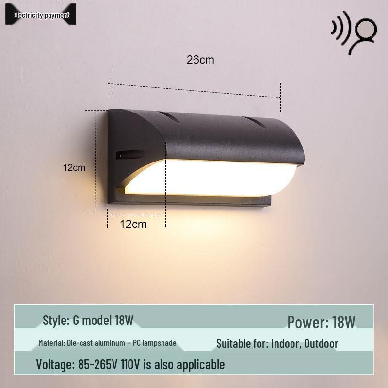 Waterproof Minimalist LED Wall Light with Smart Sensor for Outdoor Use