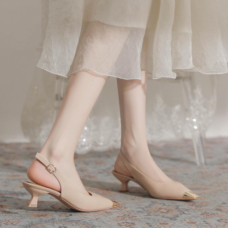 Pantofi cu toc înalt Baotou din piele lăcuită roșie pentru primăvara/vara 2024 - Sandale șic pentru navetă