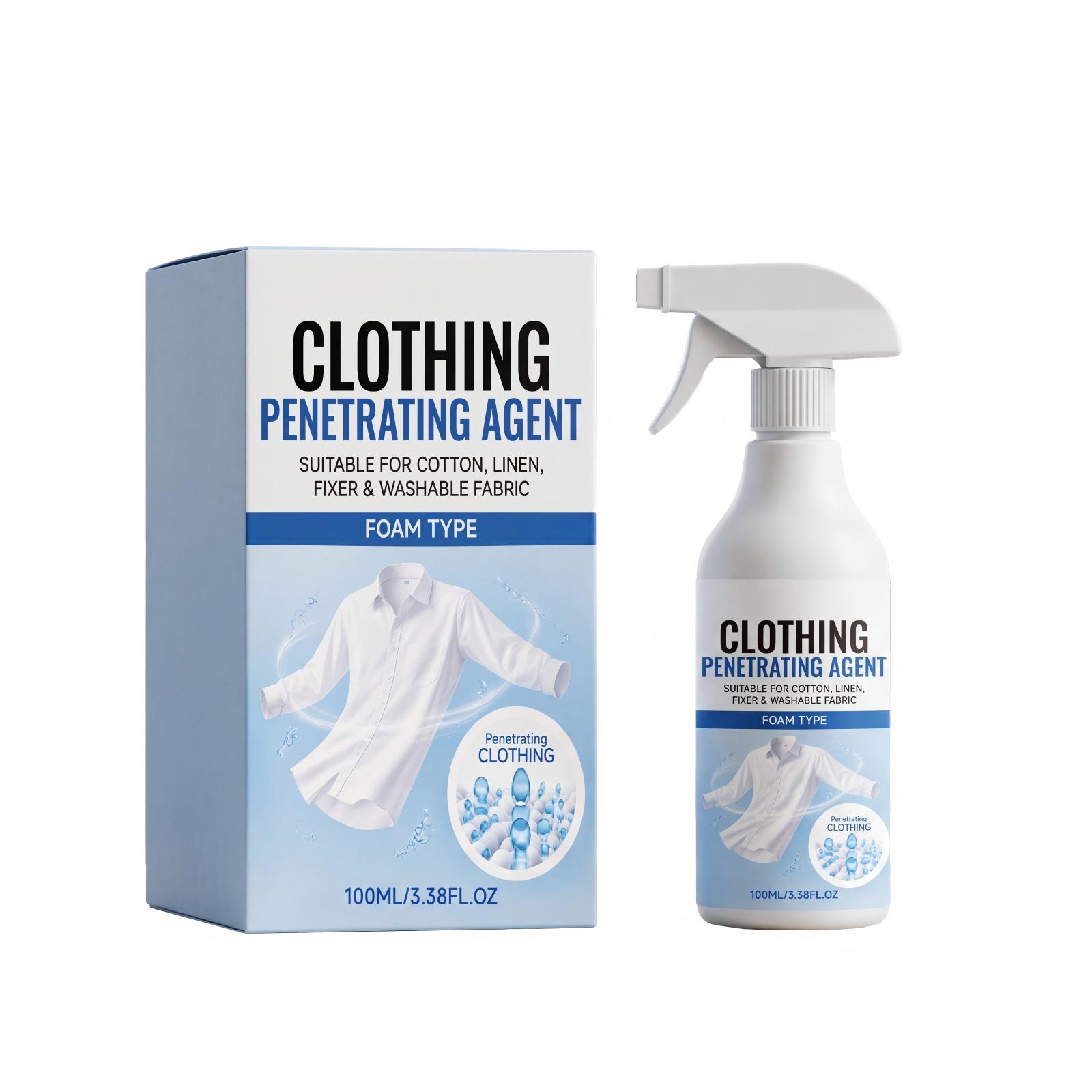 

Clothing Penetrating Agent Foam Type Suitable for Cotton Linen Fixer and Washable Fabric 100ml Spray Bottle for Fabric Treatment and Care One Size білий