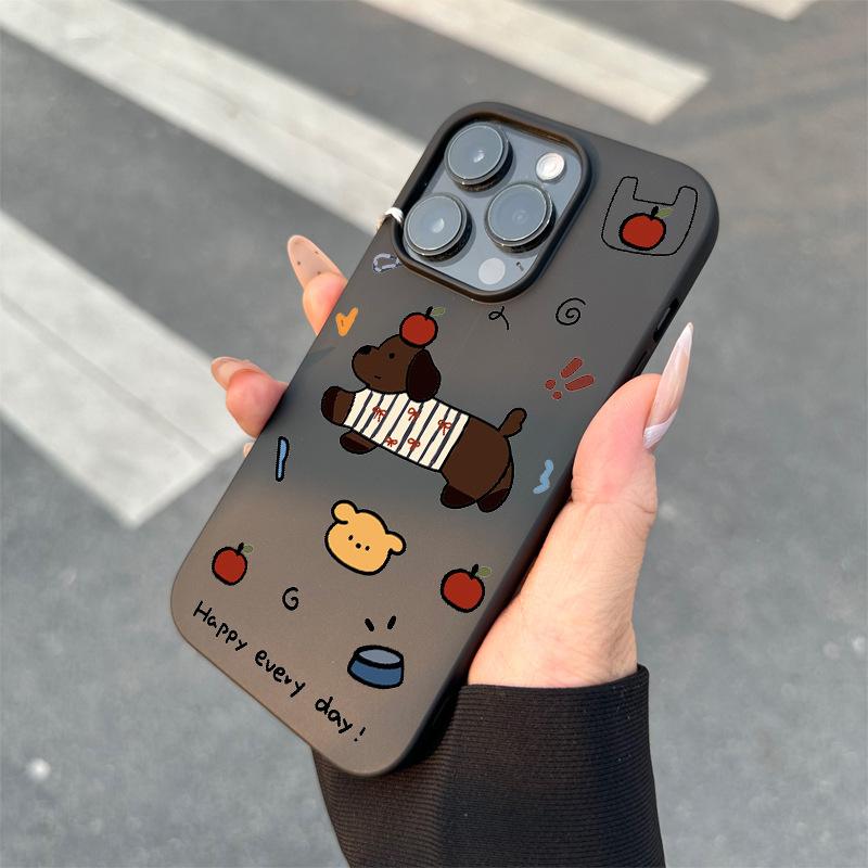Striped Shirt Dachshund for IPhone16 Jelly 15 Phone Case 14Pro for Apple 13/12 Silicone Xs Cartoon