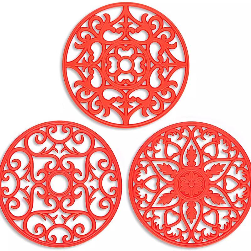 Набор силиконовых теплоизоляционных ковриков Miaojiayi, круглые, с полым резным узором