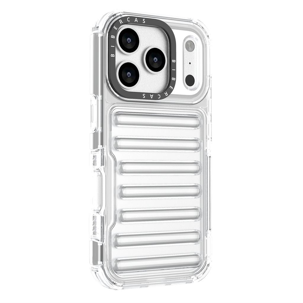 For iPhone 17 Pro Case Stripe Design Anti-Slip Detachable TPU+PC Phone Cover