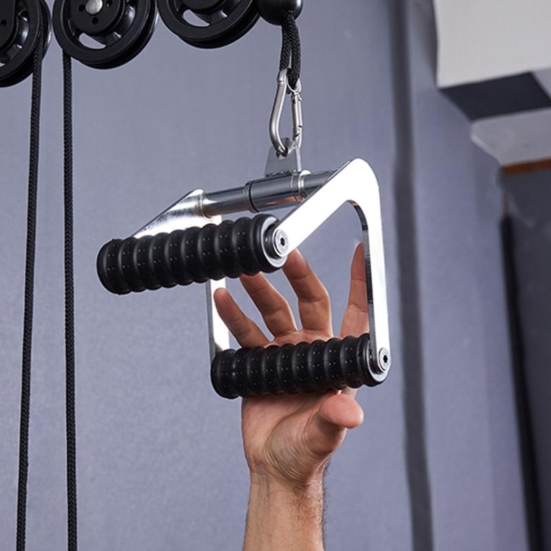 Ergonomic Row Handle Cable Attachment Double D Row Handle Grip Biceps Triceps Back Workout Row Handle for Homes Gym