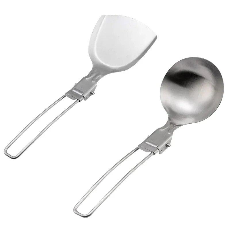 

Складная посуда из нержавеющей стали, лопатка, ковш, посуда для кемпинга, легкая посуда, походные гаджеты для бушкрафта B