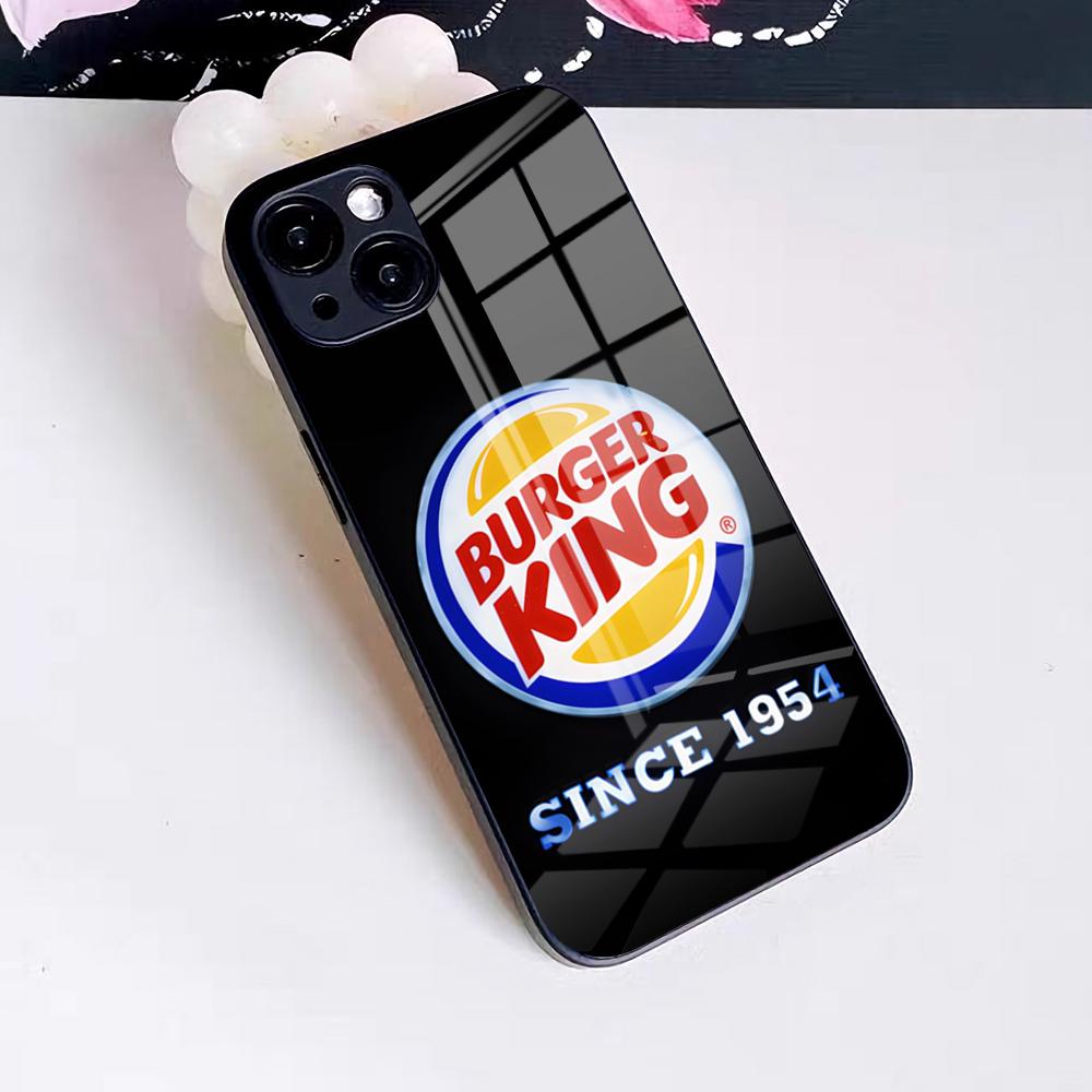 

Чехол для телефона Burger King для iPhone 17 Pro Max 16 15 14 Pro Max 13 11 X Xs Xr 8 7Plus Стеклянная крышка iPhone 14 Pro Max