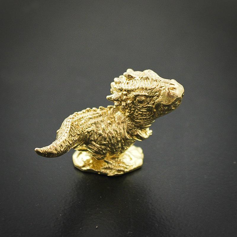 Антикварная латунная статуэтка динозавра, настольная игрушка, украшения, винтажные медные фигурки тираннозавра, ремесло, чайные питомцы, домашний декор