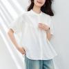 Summer New Solid Color Pleated Short-sleeved Doll Shirt Women's Foreign Style Loose and Thin Shirt Short-sleeved Top Women's