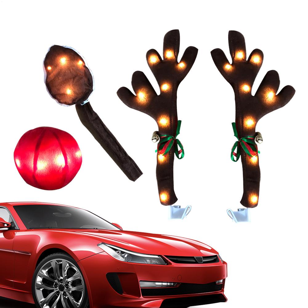 Reindeer Antler For Cars Cute Costume With LED Lights Reindeer Christmas Decoration For Holiday Van Party Seasonal Celebration