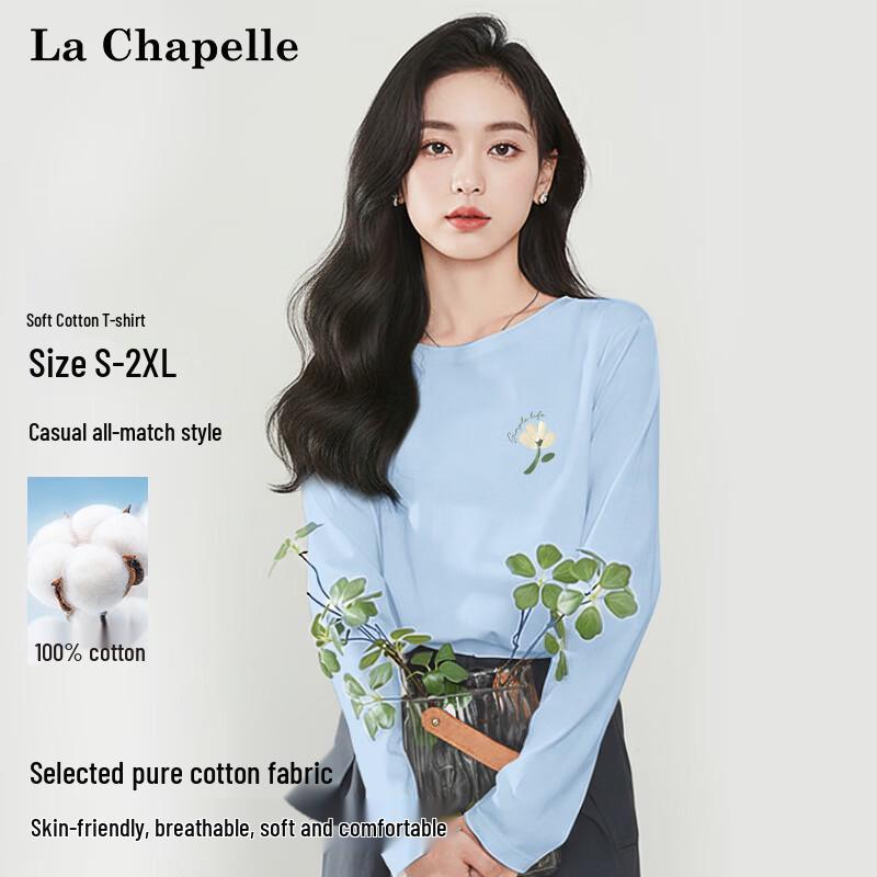 

La Chapelle Women s Korean Style Loose Fit Long Sleeve Cotton T-Shirt XL