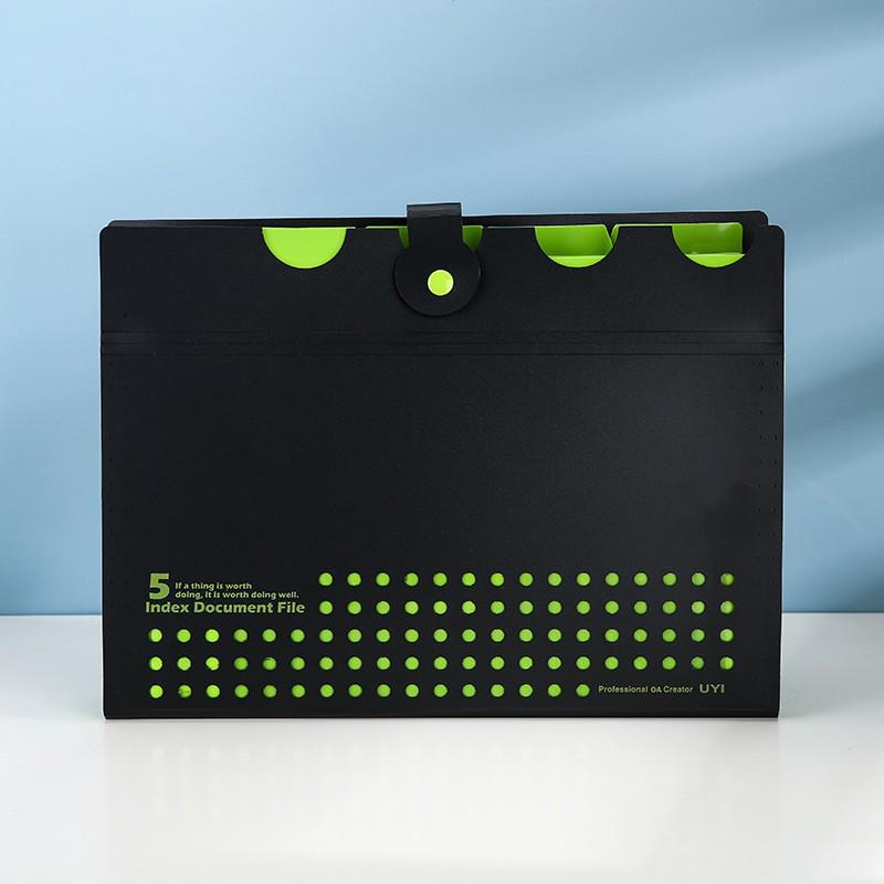 A4 Multi-Layer 5-Compartment Accordion Document Bag with Snap Closure