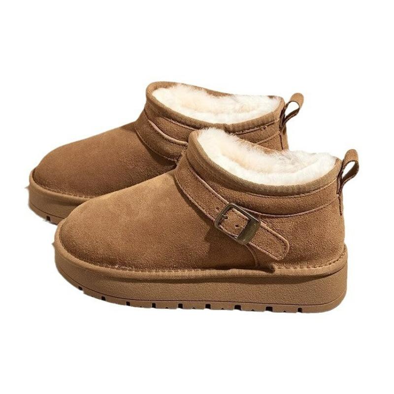 Thick-soled Snow Boots Women's Winter New Fur Integrated Warm Cotton Shoes Non-slip External Velvet Short Boots