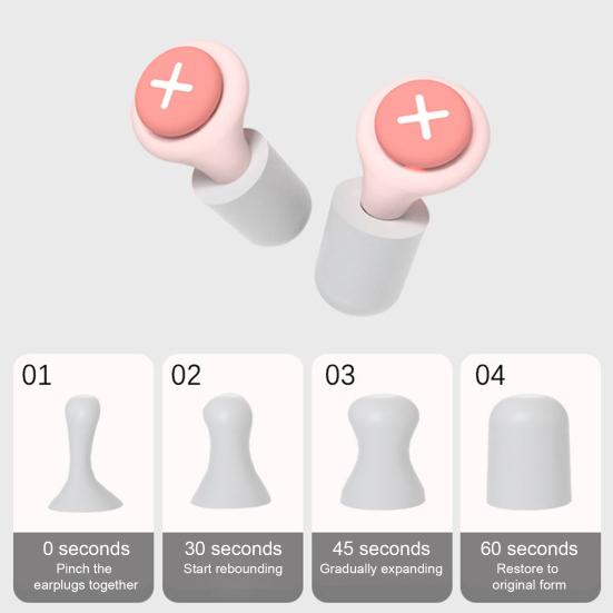 1 Pair Silicone Noise Reduction Earplugs Washable Waterproof Soft Reusable Hearing Protection Concerts Work Study Sleeping Silent Earplugs