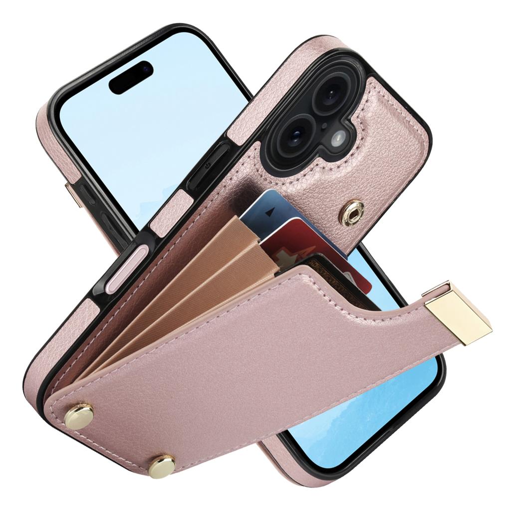 For iPhone 17 Case TPU + PU Leather Hardware Decor Phone Cover with Card Holder