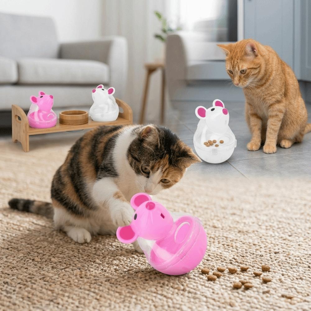 Mouse Head Shaped Cat Toy Polyester & Polymeric Material Cat Treat Dispenser Indoor Play