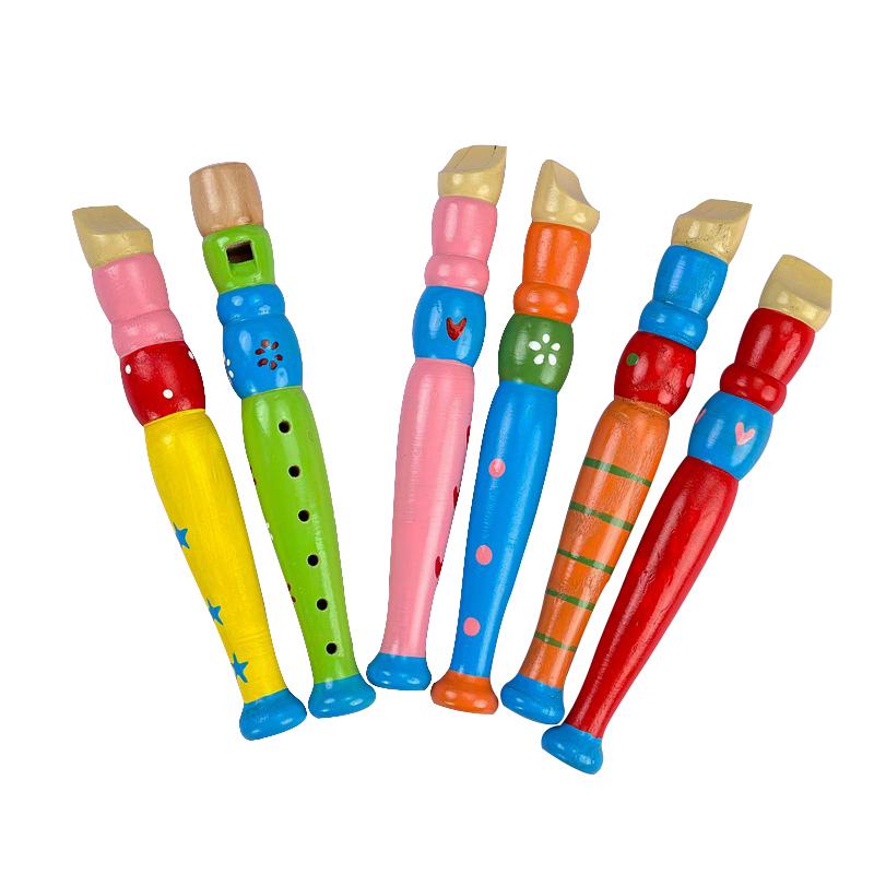 Barevná dřevěná flétna hudební nástroj trubka buglet hooter dětské vzdělávací hudební hračky pro děti
