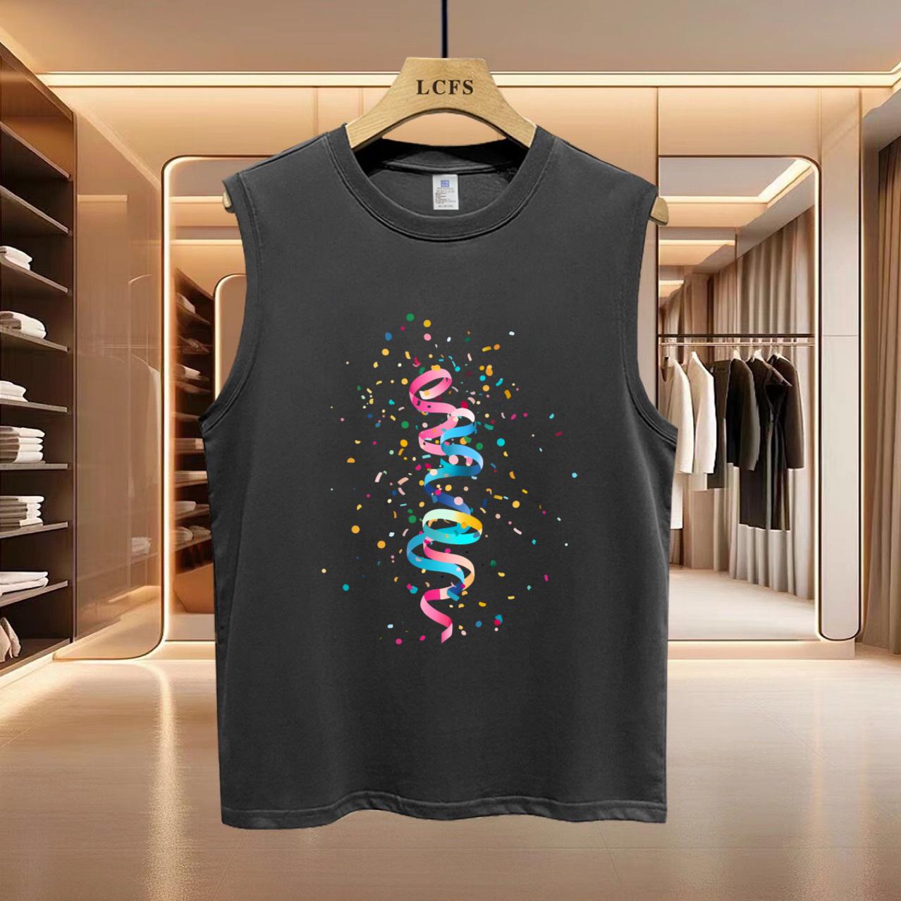 

Мужская повседневная футболка без рукавов с принтом, летняя мода, пляжный отдых, жилет, майки 4XL серый