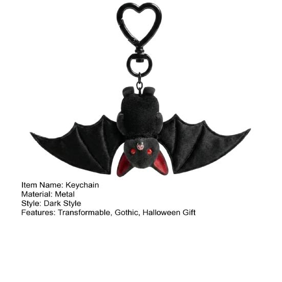 Plüsch Schwarze Fledermaus Schlüsselanhänger Gothic Verwandlungsfähige Fledermaus Schlüsselring Anhänger Rucksack Tasche Geldbörse Anhänger Halloween Geschenk für Fledermausliebhaber