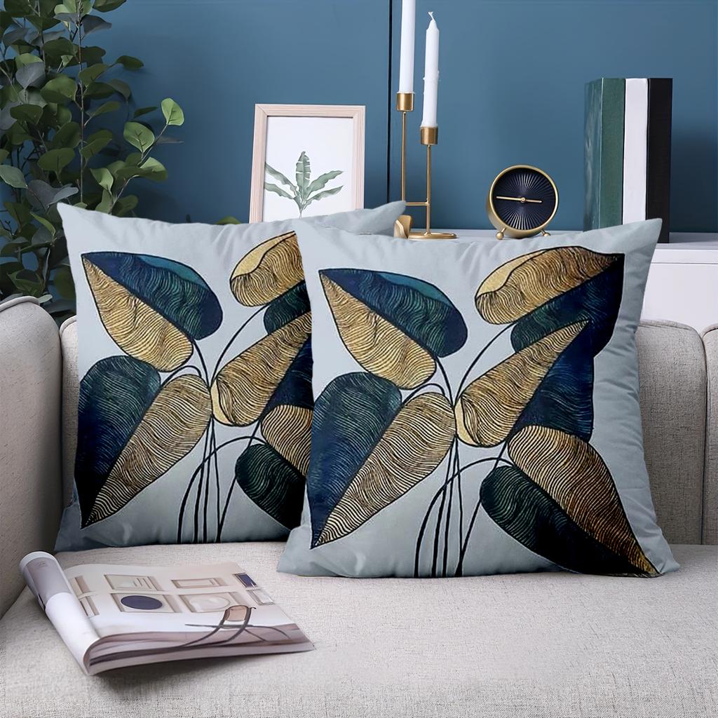 1 Stück - 2D Flachdruck Exquisite Blattmuster Wurfkissenbezüge Polyester Kissenbezug Sofa Dekokissenbezug