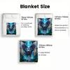 1pc Winged Wolf & Wolf with Glowing Blue Eyes - Northern Lights Night Scene Flannel Blanket - Extra Large Throw for Bed, Sofa, C