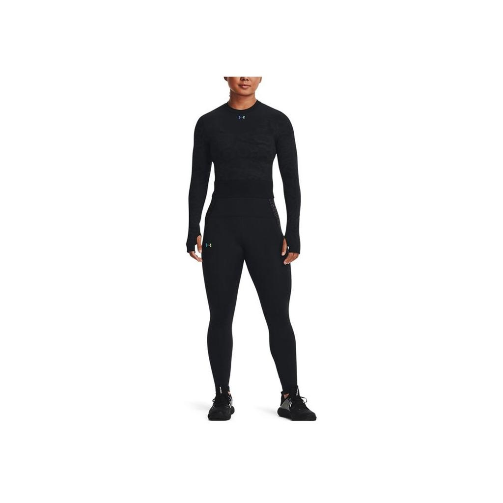 Under Armour Solid Color Elastic Tight Training T-Shirt Women tops Black 1365717-002