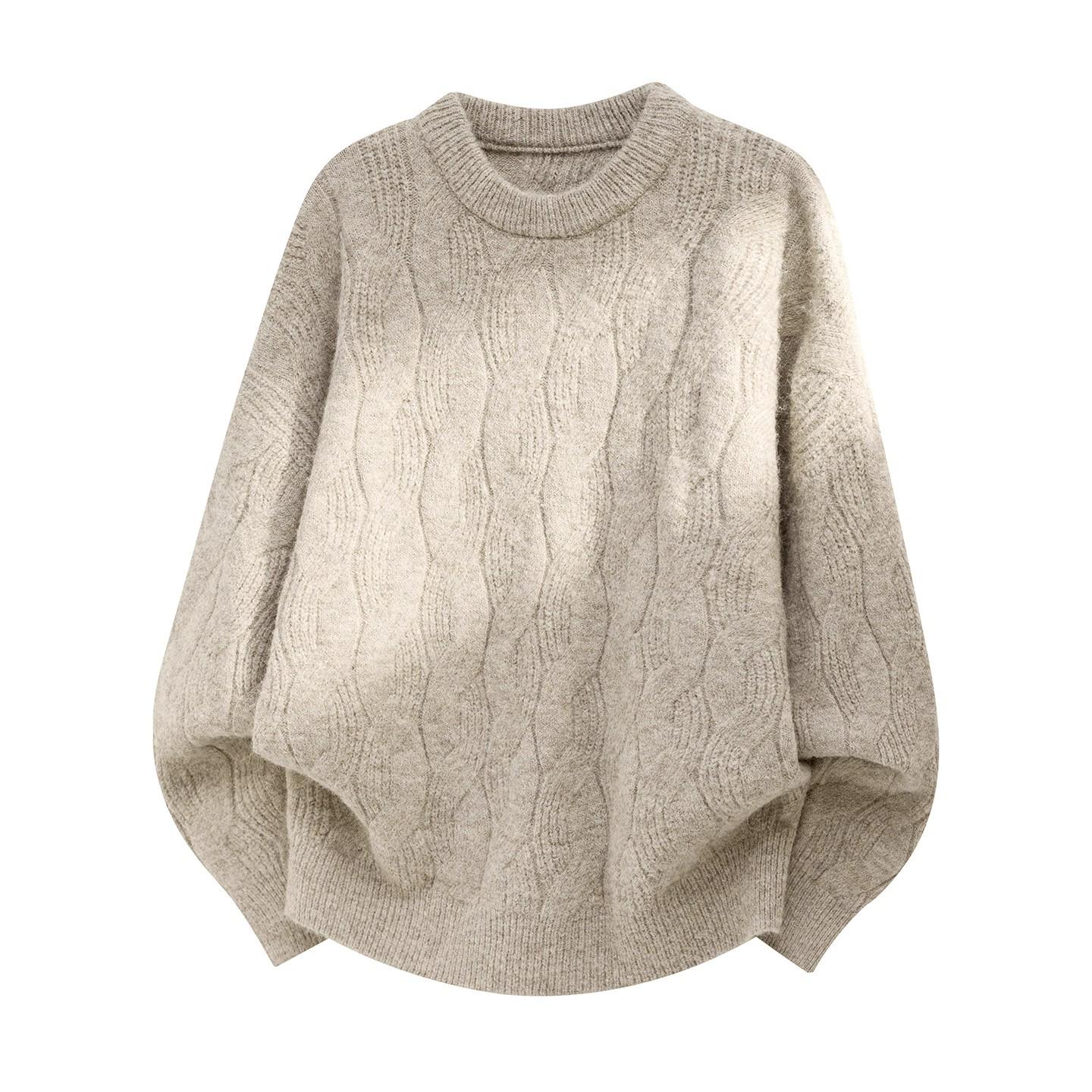 Men s Trendy Cable Knit Sweater - Round Neck, Autumn/Winter, Loose Fit, Retro Casual Base Layer Extra Large