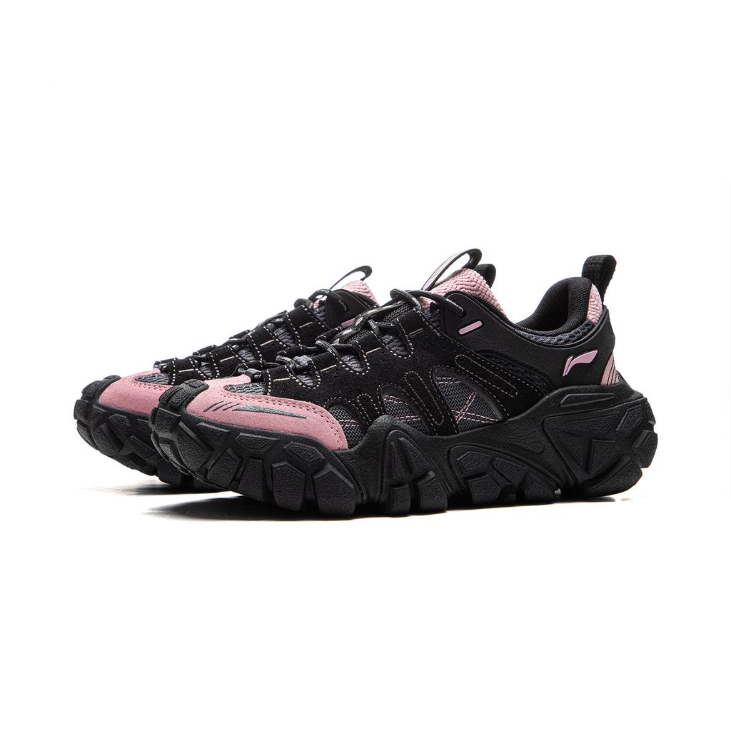LiNing Dunes Cushioning Anti-Slip Wear-Resistant Breathable Height Increasing Low-Top Casual Shoes Women's Black Pink AGCU436-3