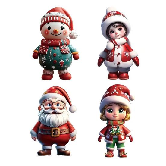 2D Acrylic Christmas Hanging Pendant Cartoon Flat Snowman Santa Car Rearview Mirror Charm for Xmas Tree Backpack Decoration Car Interior Accessories