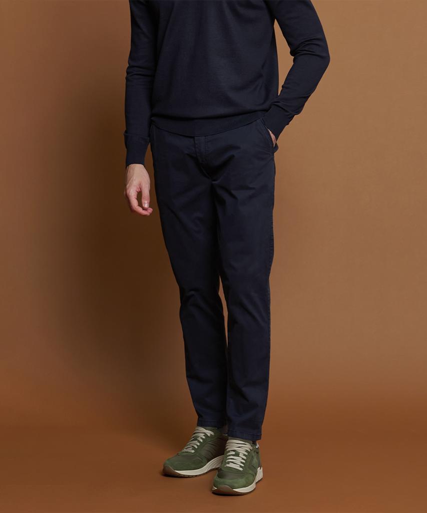 PANICALE Navy Striped Elastic Pants