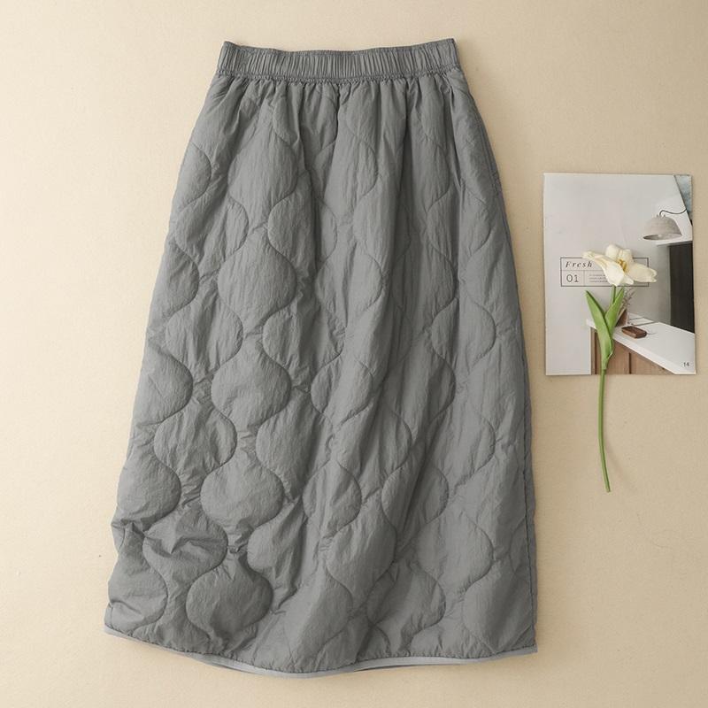 Faldas de algodón acolchadas de talla grande, de cintura alta, vintage, para primavera, otoño e invierno, informales, sueltas, largas, para mujer