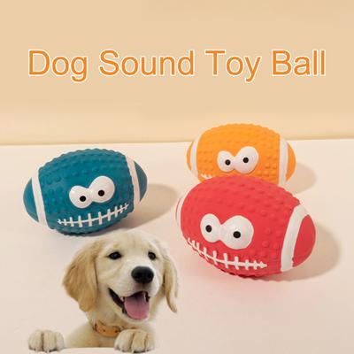 Kreative leuchtende Farbe Quietschender Hund Pete Ball Cartoon Latex Lächeln Muster Rugby Hundespielzeug Bissfest Weich Hüpfend Schleifball Spielzeug