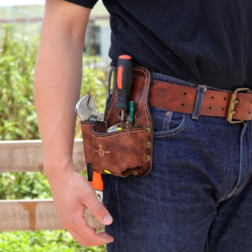 TOURBON Tape Measure Pouch for Heavy Duty Tape, Belt Holder, Tool Holder, and Pencil Holder