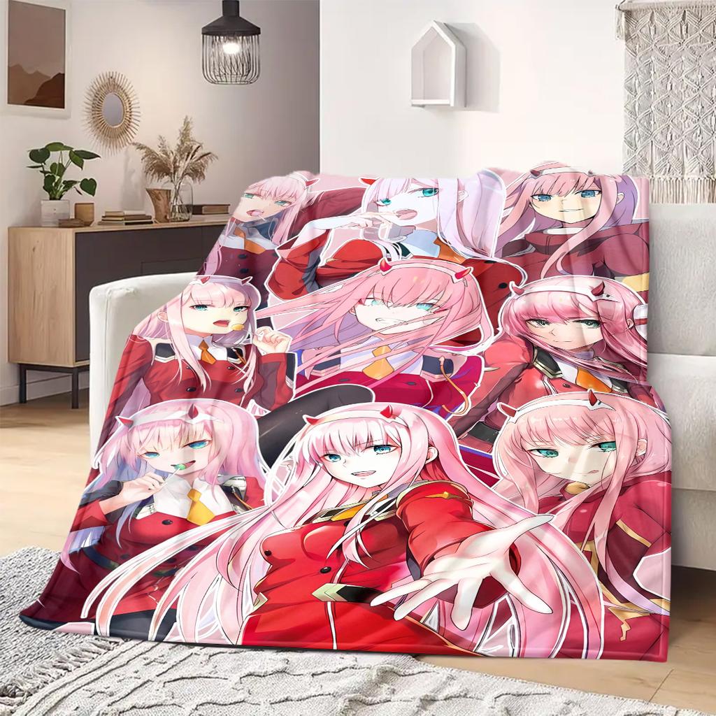 Darling In the Franxx Flannel Blanket Beautiful Print Perfect For Home Bed Sofa Chair Travel Picnic -HE8