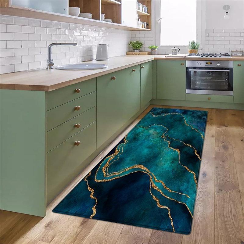 Green Marble Kitchen Mat Non-slip Emerald Rug For Living Room Bedroom Rugs Under Bed Area Rug Bath Mat