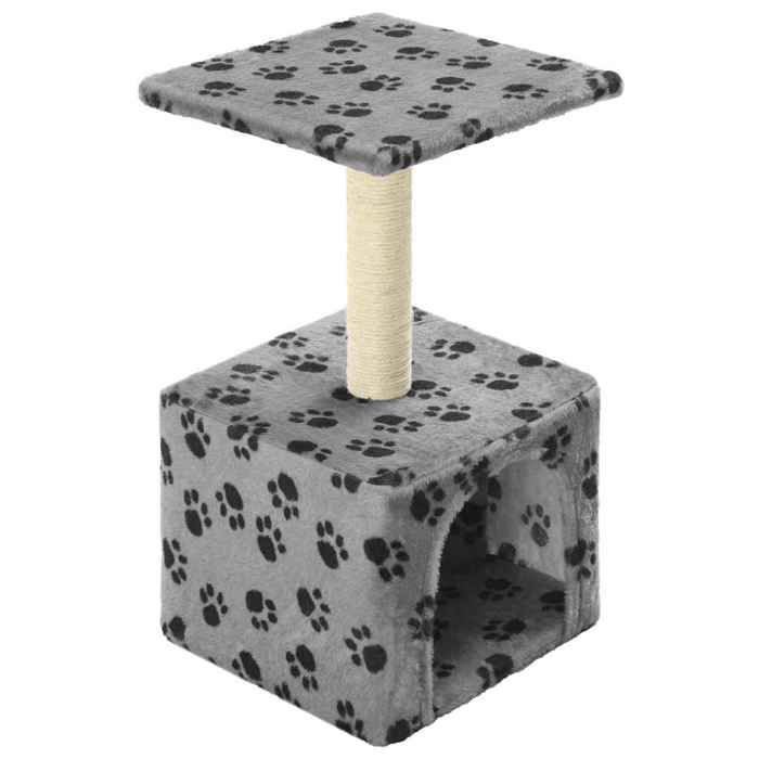 VidaXL Arbre à chat avec griffoirs en sisal 55 cm Gris Motif de pattes