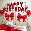 Red Happy Birthday Balloon Set with Bow Aluminum Film Balloon for Birthday Party and Festival Indoor and Outdoor Decoration