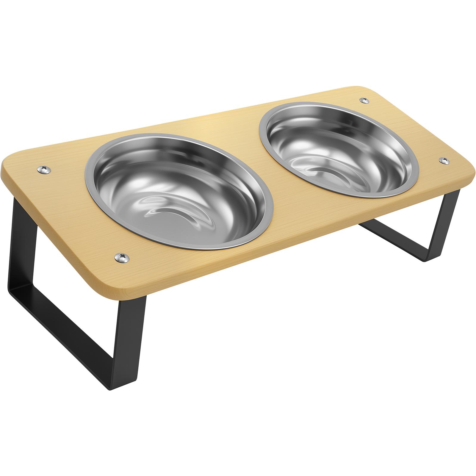 Приподнятая подставка для кошачьей кормушки 3 миски из нержавеющей стали регулируемая приподнятая подставка деревянная миска для домашних животных для сухого влажного корма воды