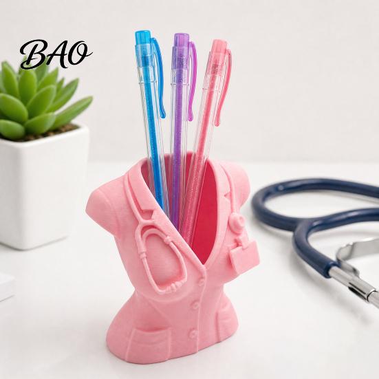 Medical Staff Gift Nurse Uniform Pen Holder, 3D Printed Theme Desk Organizer for Healthcare Professional Pens Makeup Brushes Small Stationery,