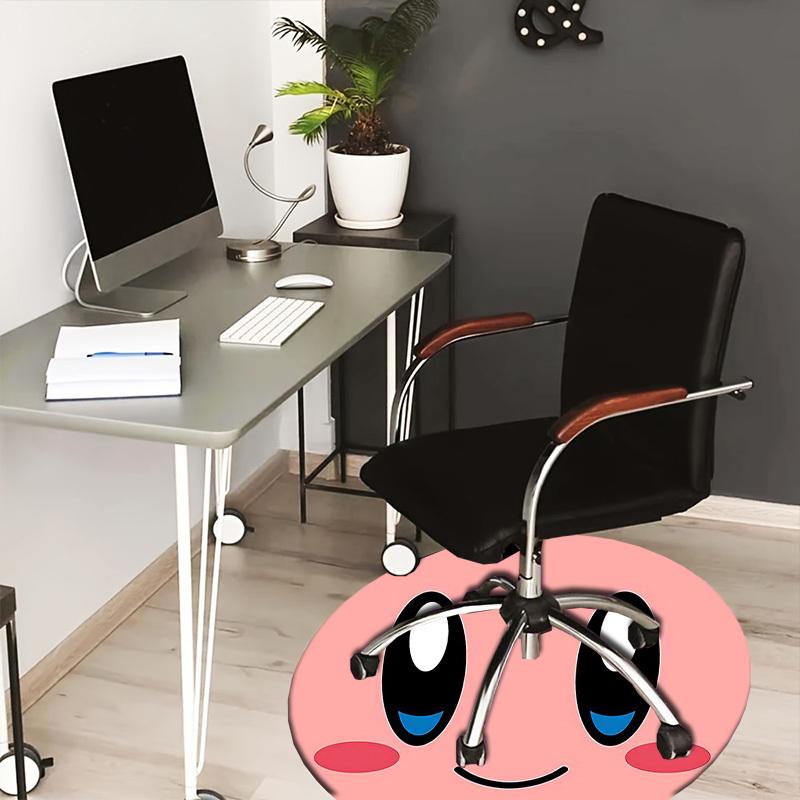 1pc Pink round character with big eyes and rosy cheeks. Round carpet, Made of Polyester,Perfect for Decorating Office Chairs, Living Rooms,fplt296