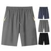 Men Summer Casual Shorts with Zipper Pockets Elastic Waist Drawstrings Wide Leg Running Fitness Beach Short Pants