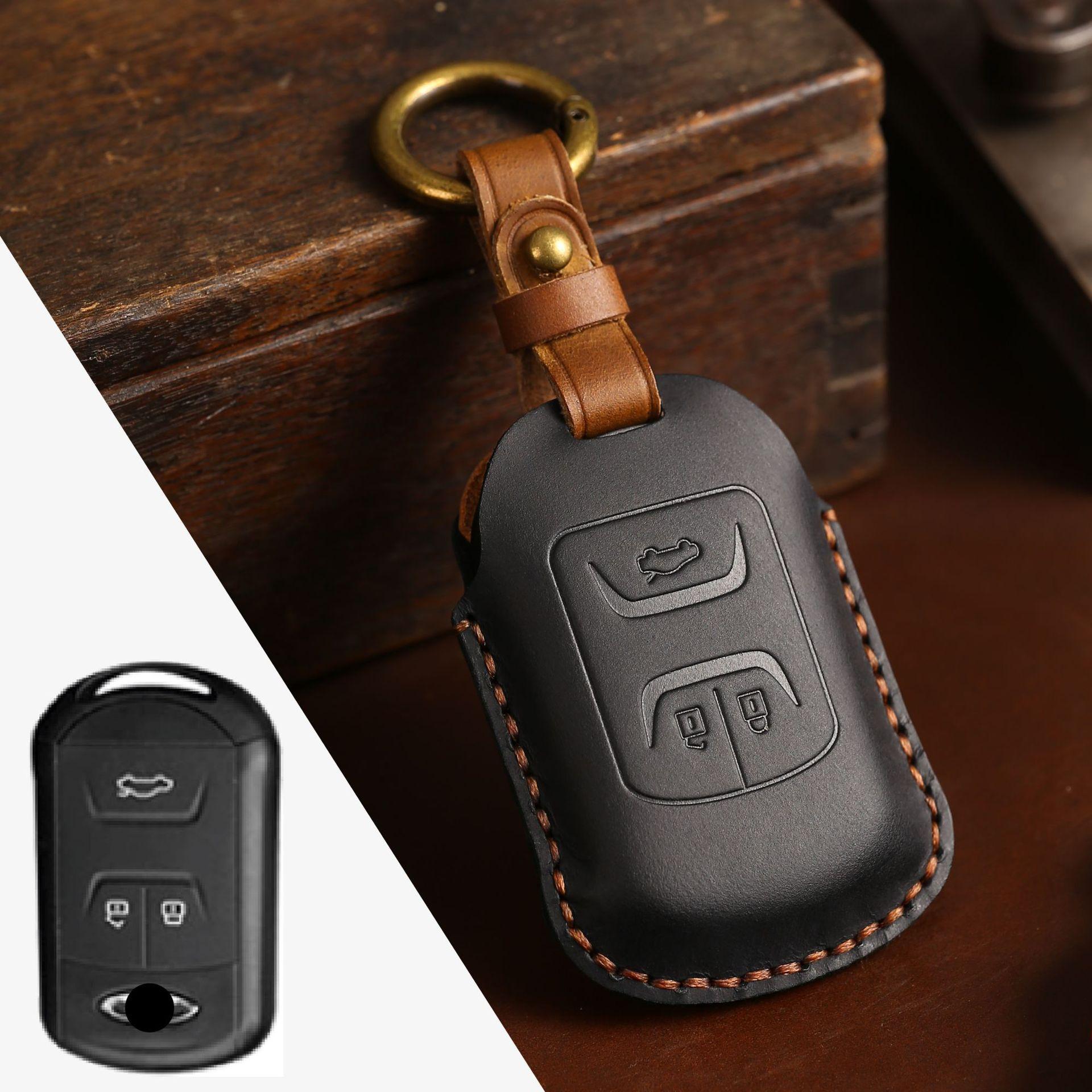 

Кожаный чехол для ключа автомобиля подходит для Chery Tiggo QQ Arrize специальная сумка для ключа чёрный