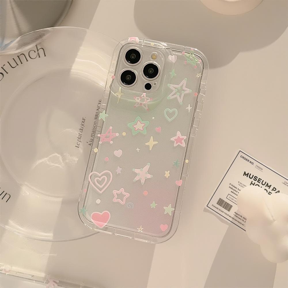 Ins Dopamine Color Stars for Apple 15 Promax Mobile Phone Case for IPhone 13 New Model 14 Women's Model 16