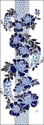 Someno Anbo Hand Towel "King of Flowers" Navy Blue, Authentic Dyed, 100% Cotton, Tokuoka, Made In Japan, 35cm X 100cm