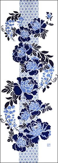 Someno Anbo Hand Towel "King of Flowers" Navy Blue, Authentic Dyed, 100% Cotton, Tokuoka, Made In Japan, 35cm X 100cm