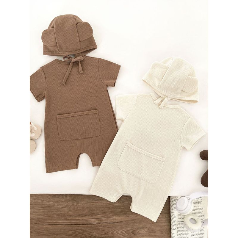 British Lmkl Baby Jumpsuit Summer Thin Bear-Themed Baby Clothes Infant Short-Sleeved One-Piece Romper