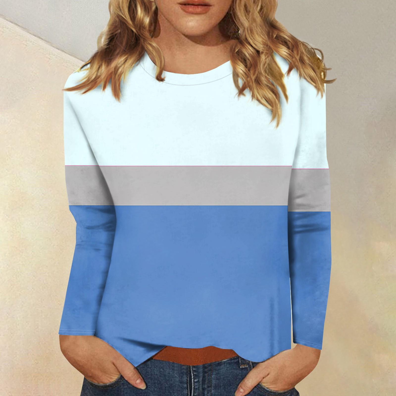 

Женская модная повседневная футболка с круглым вырезом и длинным рукавом с принтом, топ