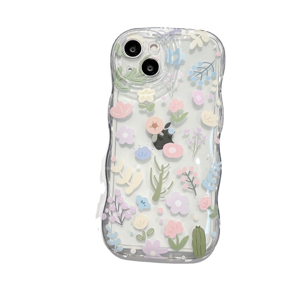 Wave Bubbles Are Suitable for Apple 16PRO Colorful Small Floral Mobile Phone Case IPhone XR Full Inclusive Hanging Chain Protection Case