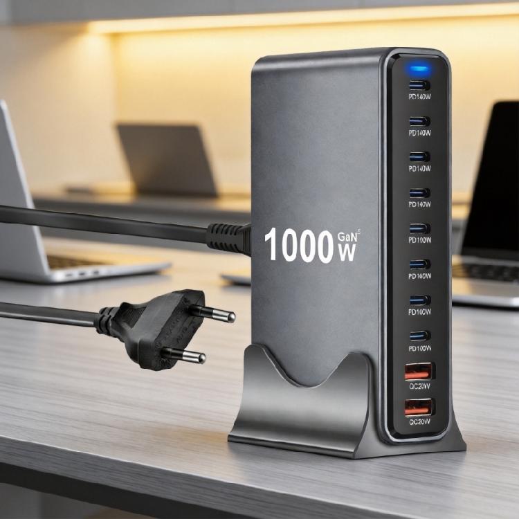 Travel Use 10 Port Charging Block 1000W Charging Adapter Plastic Texture Automatic Power Distribution for Mobile Devices