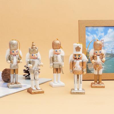 5Pcs/Set Wood Nutcracker Puppet Ornament with Hanging Rope Multiple Style Nutcracker Soldier Pendant Classic Glitter