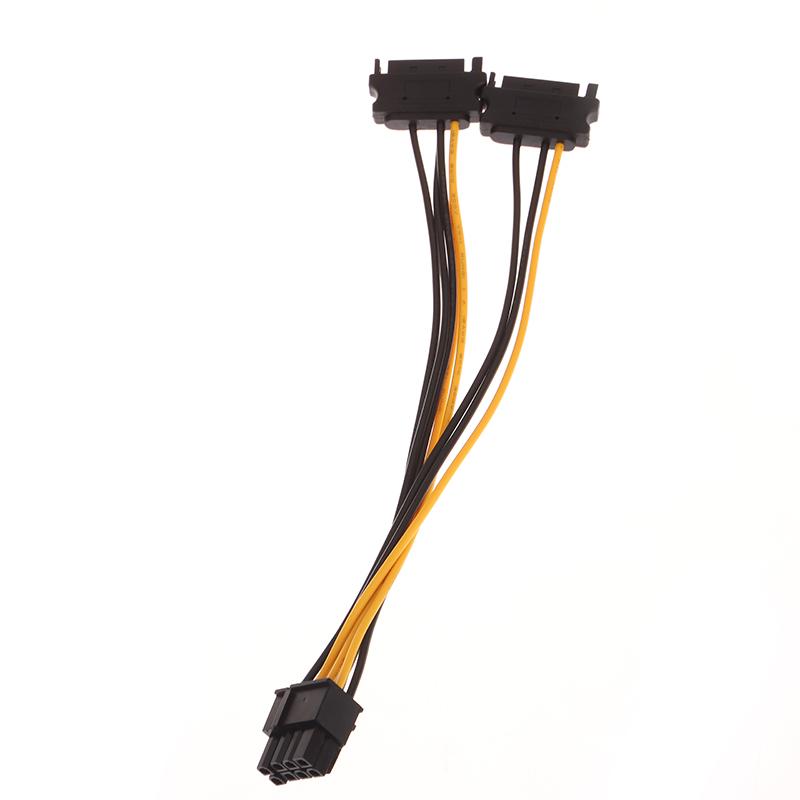 1Pc Power Supply Cable Dual 15Pin Sata Male To Pcie 8Pin Male Pci Express Pci-E Video Card Splitter Adapter