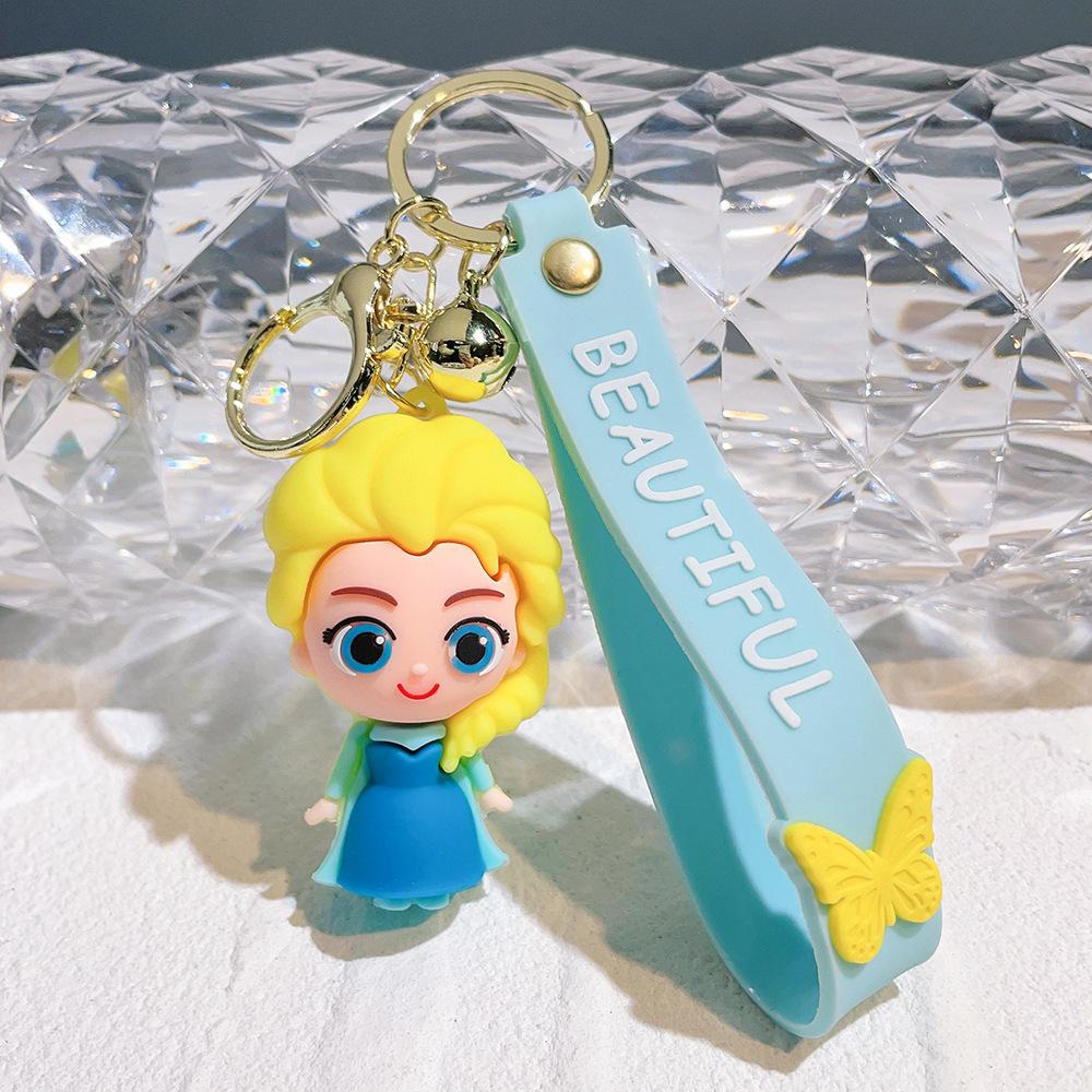 Snow White Elsa Alice Pendant Keychain Cartoon Phone Bag Mermaid Princess Key Chain Jewelry Kids Fans Gifts